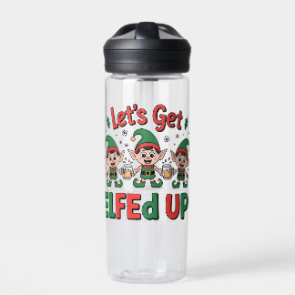 Christmas Elves Drinking Beer: Let's Get Elfed Up Water Bottle
