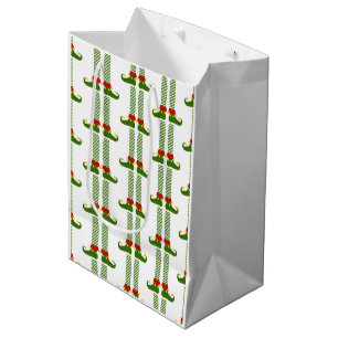 Christmas Elves Holiday Pattern Festive Elf Fun Medium Gift Bag