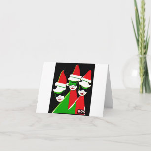 Christmas elves kitchsy style elf greeting card
