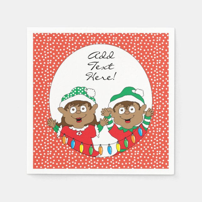 Christmas Elves of Colour Napkin (Front)