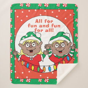 Christmas Elves of Colour Sherpa Blanket