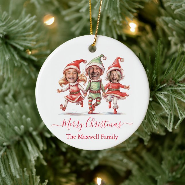 Christmas elves photo  ceramic tree decoration (Tree)