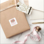 Christmas elves photo square sticker<br><div class="desc">Cute dancing christmas elves with photos square sticker. Personalise with photos and family name.</div>