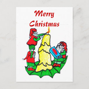 CHRISTMAS ELVES postcard