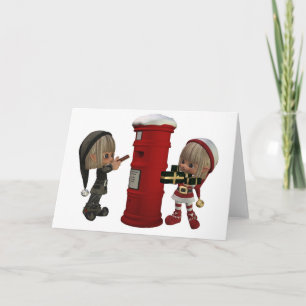 Christmas Elves - Posting Presents Holiday Card