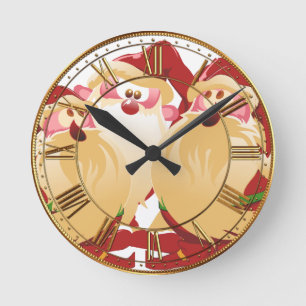 Christmas Elves Round Clock