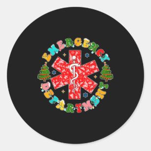 Christmas Emergency Room Er Rn Nurse Department He Classic Round Sticker
