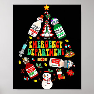 Christmas Emergency Room Er Rn Nurse Department He Poster