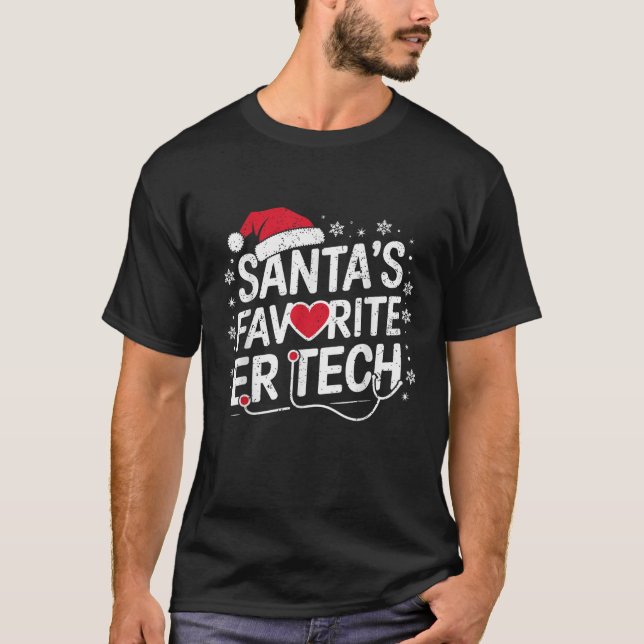 Christmas Emergency Room Technician Santa s Favori T-Shirt (Front)