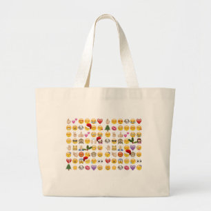 christmas emojis large tote bag
