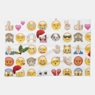 christmas emojis tea towel
