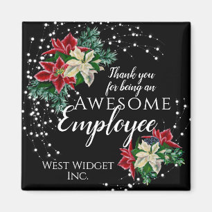 Christmas Employee Appreciation Floral Black Magnet