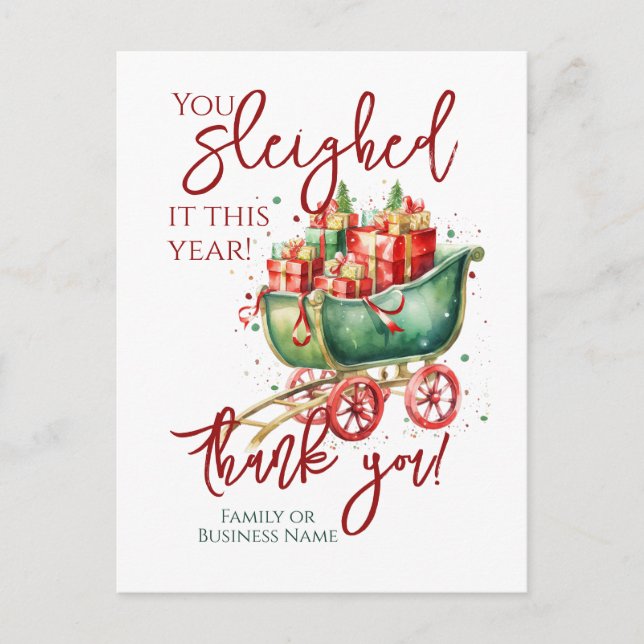 Christmas Employee Team Thank You Holiday Postcard (Front)