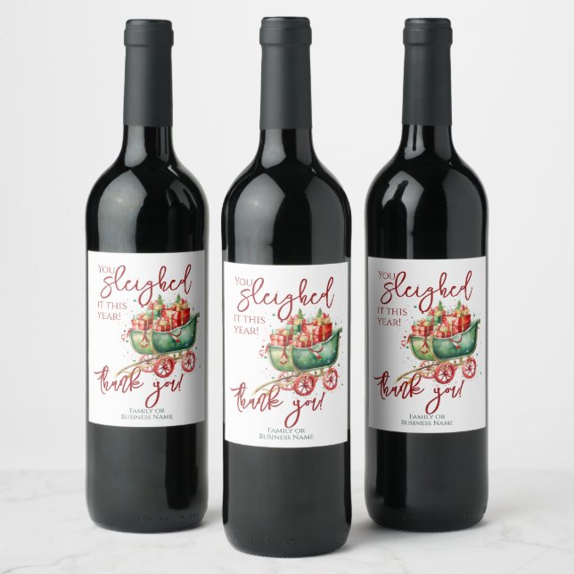 Christmas Employee Team Thank You Wine Label (Bottles)