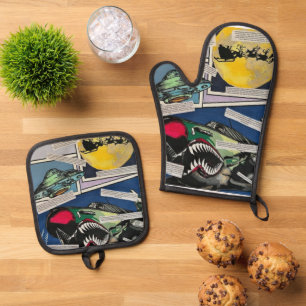 'Christmas Encounters' Painting on a  Oven Mitt & Pot Holder Set