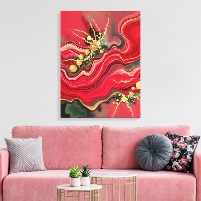 Christmas Energy Bloom Abstract Frequency Wrapped Canvas Print (Insitu(LivingRoom))