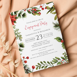 Christmas Engagement Party Greenery Invitation