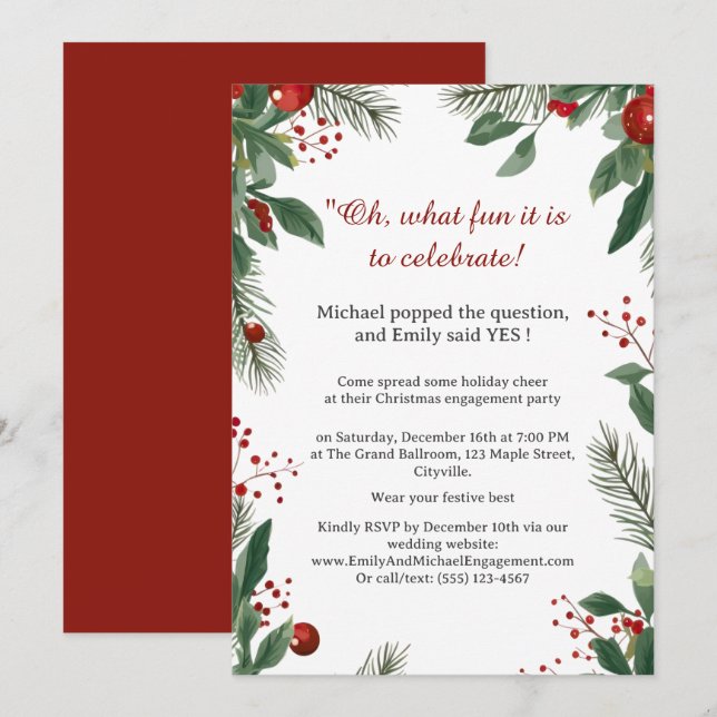 Christmas Engagement Party Invitation (Front/Back)