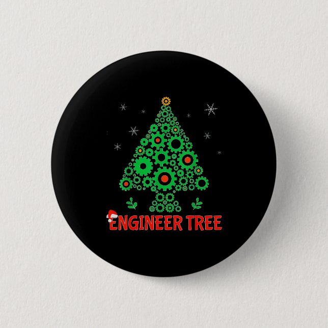 Christmas Engineer Tree _ Mechanical Engineering G 6 Cm Round Badge (Front)