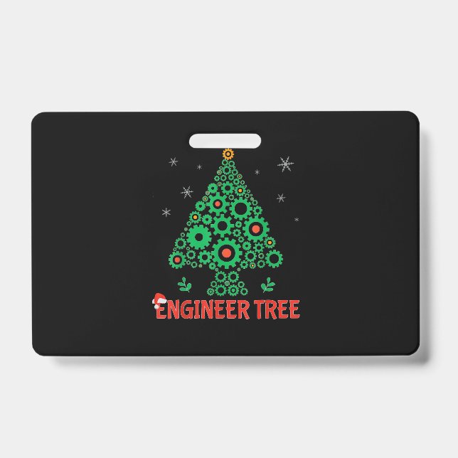 Christmas Engineer Tree Mechanical Engineering ID Badge (Front)