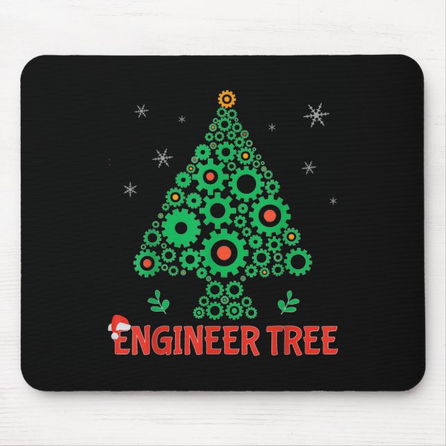 Christmas Engineer Tree Mechanical Engineering Mouse Mat (Front)