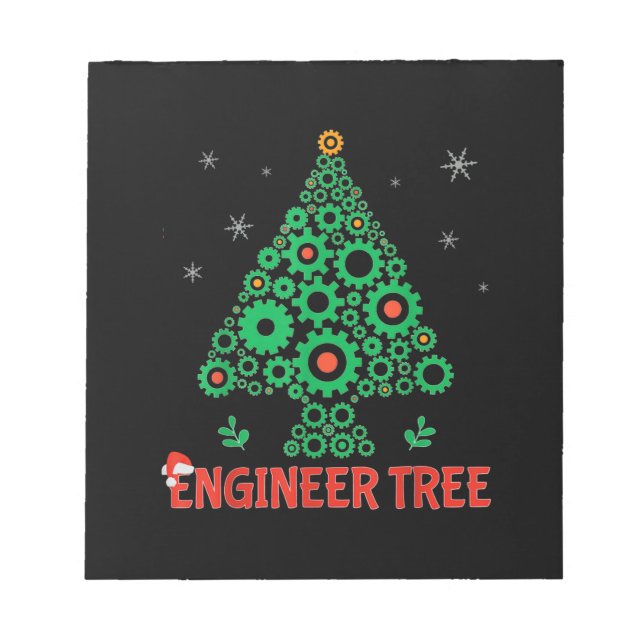 Christmas Engineer Tree Mechanical Engineering Notepad (Front)