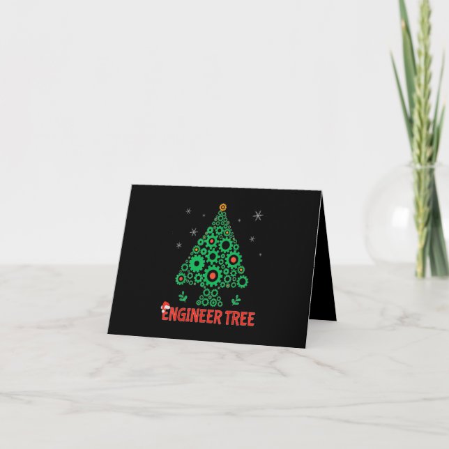 Christmas Engineer Tree Mechanical Engineering Thank You Card (Front)