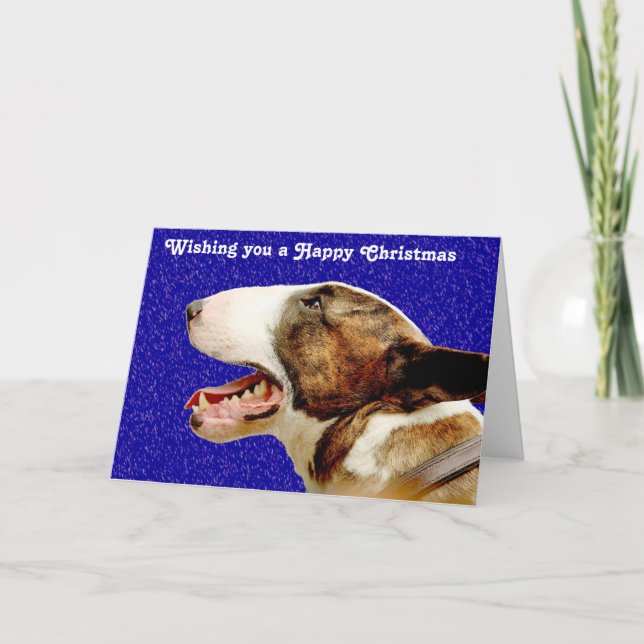 Christmas English Bull Terrier Holiday Card (Front)