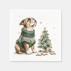 Christmas English Bulldog Christmas Tree Napkin