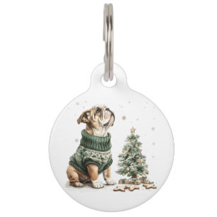 Christmas English Bulldog Christmas Tree Pet Tag