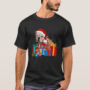 Christmas English Bulldog Dog Xmas Lights Santa Ha T-Shirt