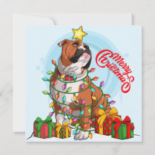Christmas English Bulldog Holiday Card