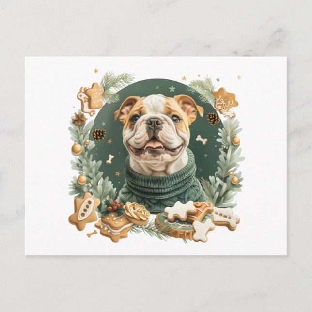 Christmas English Bulldog Holiday Postcard (Front)