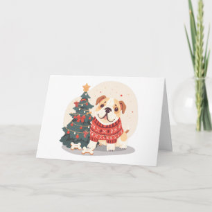 Christmas English Bulldog Holiday Sweater Card