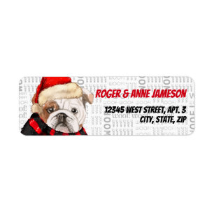 Christmas English Bulldog in a Scarf