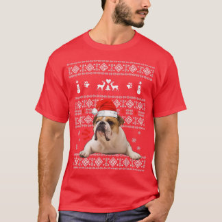 Christmas English Bulldog In Santa Hat Xmas Ugly S T-Shirt