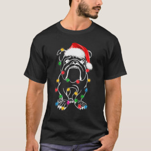 Christmas English Bulldog Lights Santa Hat Xmas  D T-Shirt