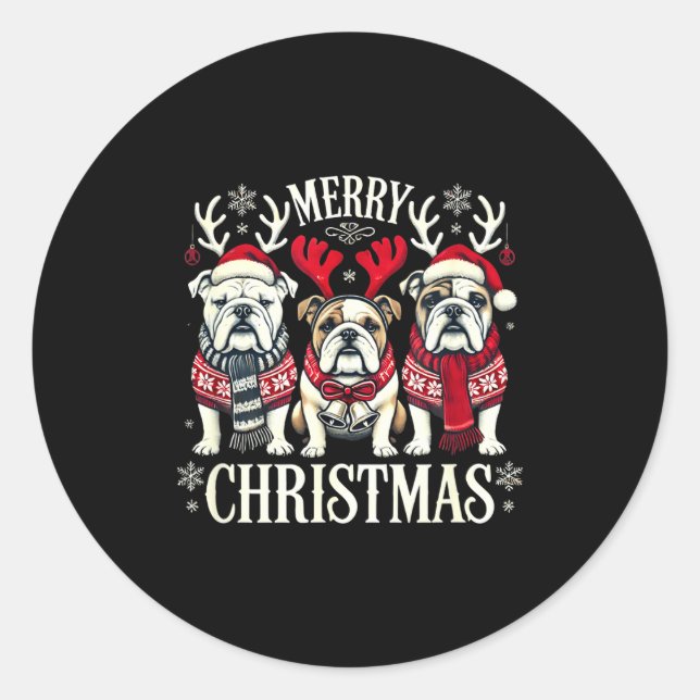 Christmas English Bulldog Mom English Bulldog Chri Classic Round Sticker (Front)