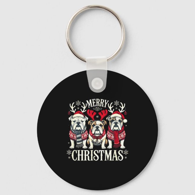 Christmas English Bulldog Mom English Bulldog Chri Key Ring (Front)