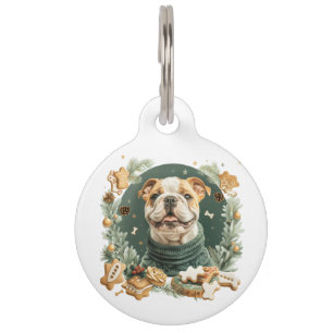 Christmas English Bulldog Pet Tag