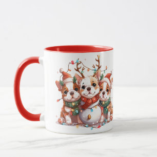 Christmas English Bulldog Reindeer Santa Mug
