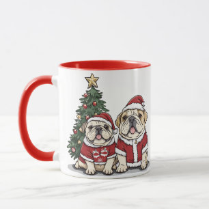 Christmas English Bulldog Santa Hats Mug
