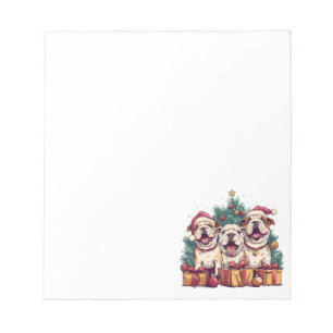 Christmas English Bulldog Santa Hats Notepad