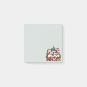 Christmas English Bulldog Santa Hats Post-it Notes