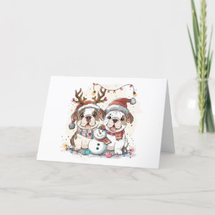 Christmas English Bulldogs Holiday Card