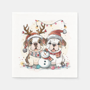 Christmas English Bulldogs Napkin