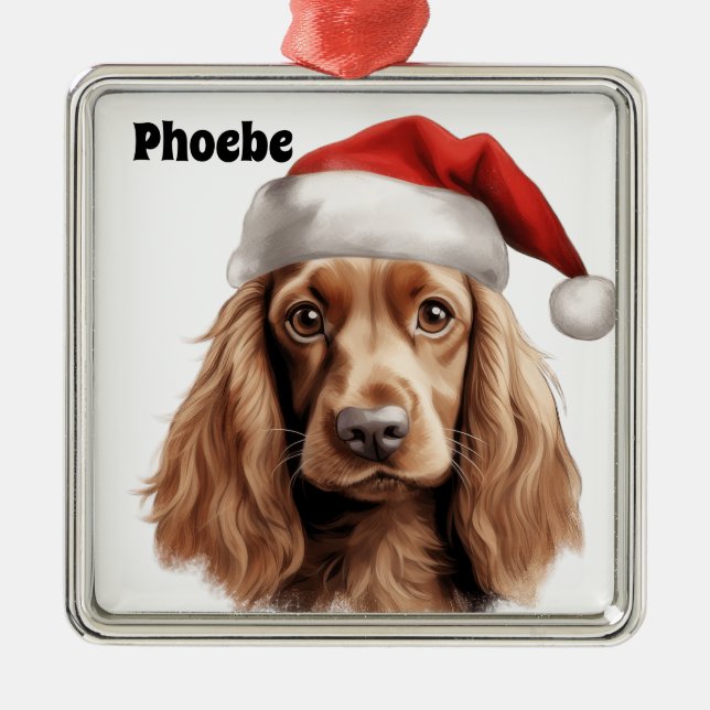 CHRISTMAS ENGLISH COCKER SPANIEL DOG  METAL TREE DECORATION (Front)