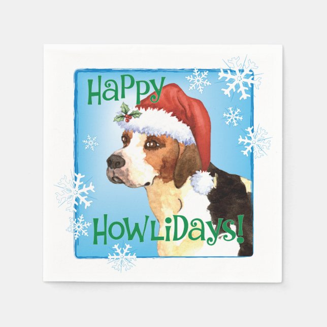 Christmas English Foxhound Napkins (Front)
