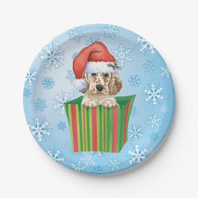 Christmas English Setter Paper Plate (Front)