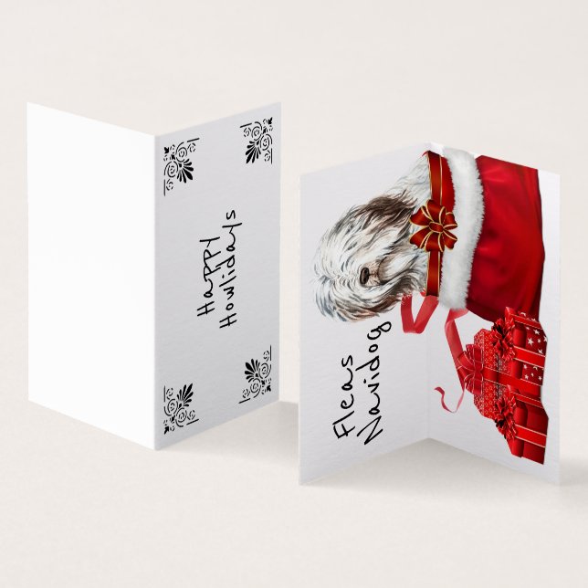 Christmas English Sheepdog Santa sack DIY wishes (Inside and Outside)